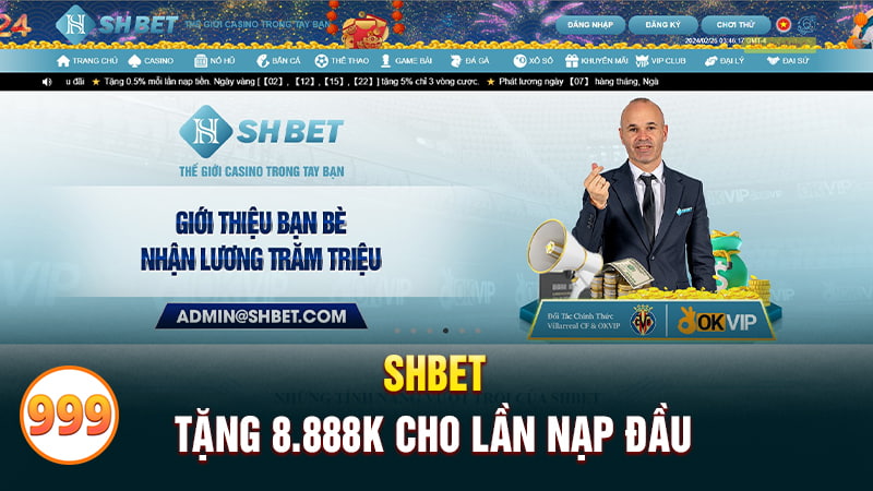 SHBET - Nhà cái tặng thưởng 8.888k cho lần nạp đầu